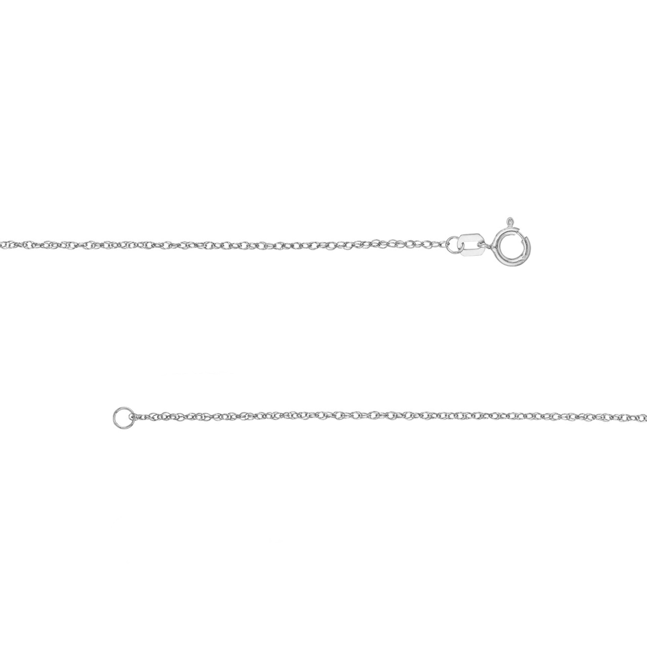 10K White Gold 16" 1.20mm Replacement Rope Chain Necklace w/ 5.5mm Spring Ring - Women