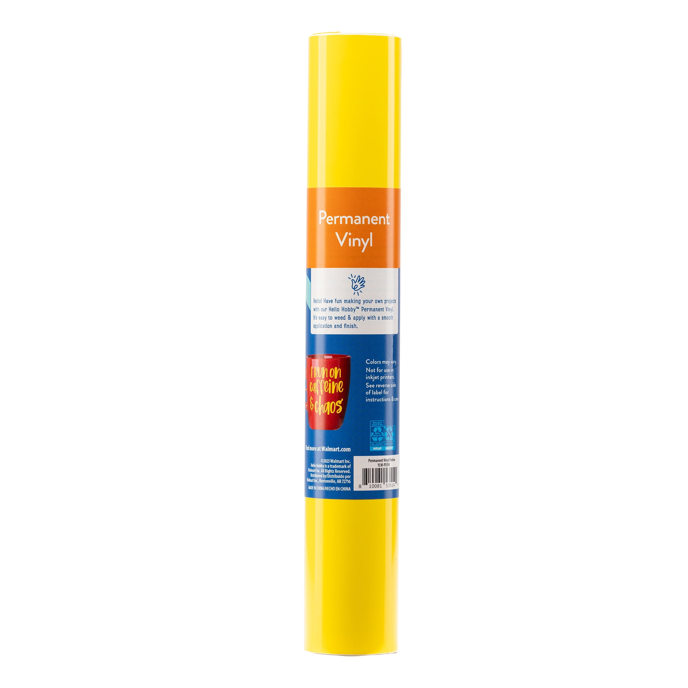 (3 pack) Hello Hobby 12" x 4' Yellow Permanent Craft Vinyl Roll