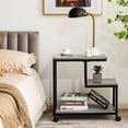 thumbnail image 4 of Gymax Table d'Appoint 3 Niveaux avec Roulettes Rangement Mobile pour la Chambre à Coucher du Salon, 4 of 9