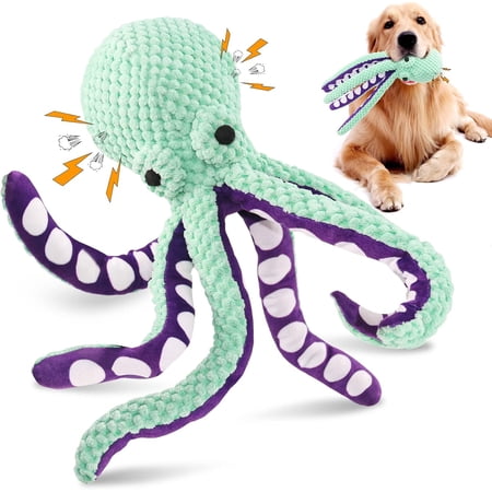 Plush Squeaky Dog Toys - Durable Octopus Stuffed Toy for Indoor Play With Small, Medium and Large Dogs