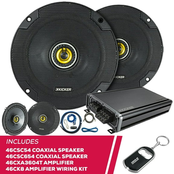 New Kicker 46CSC54 5-1/4" Speaker w/ 46CSC654 Speakers & 46CXA3604T Amp & Amp Kit