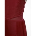 thumbnail image 6 of Yartina Kids Girls Mock-Neck Ballet Lyrical Dance Dress Gymnastics Modern Contemporary Costume Burgundy 14, 6 of 7