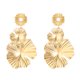 thumbnail image 1 of Pendientes colgantes de pétalos de flores doradas, pendientes largos con borlas de pétalos de loto, aretes florales grandes exagerados, flor con textura de Metal, 1 of 4