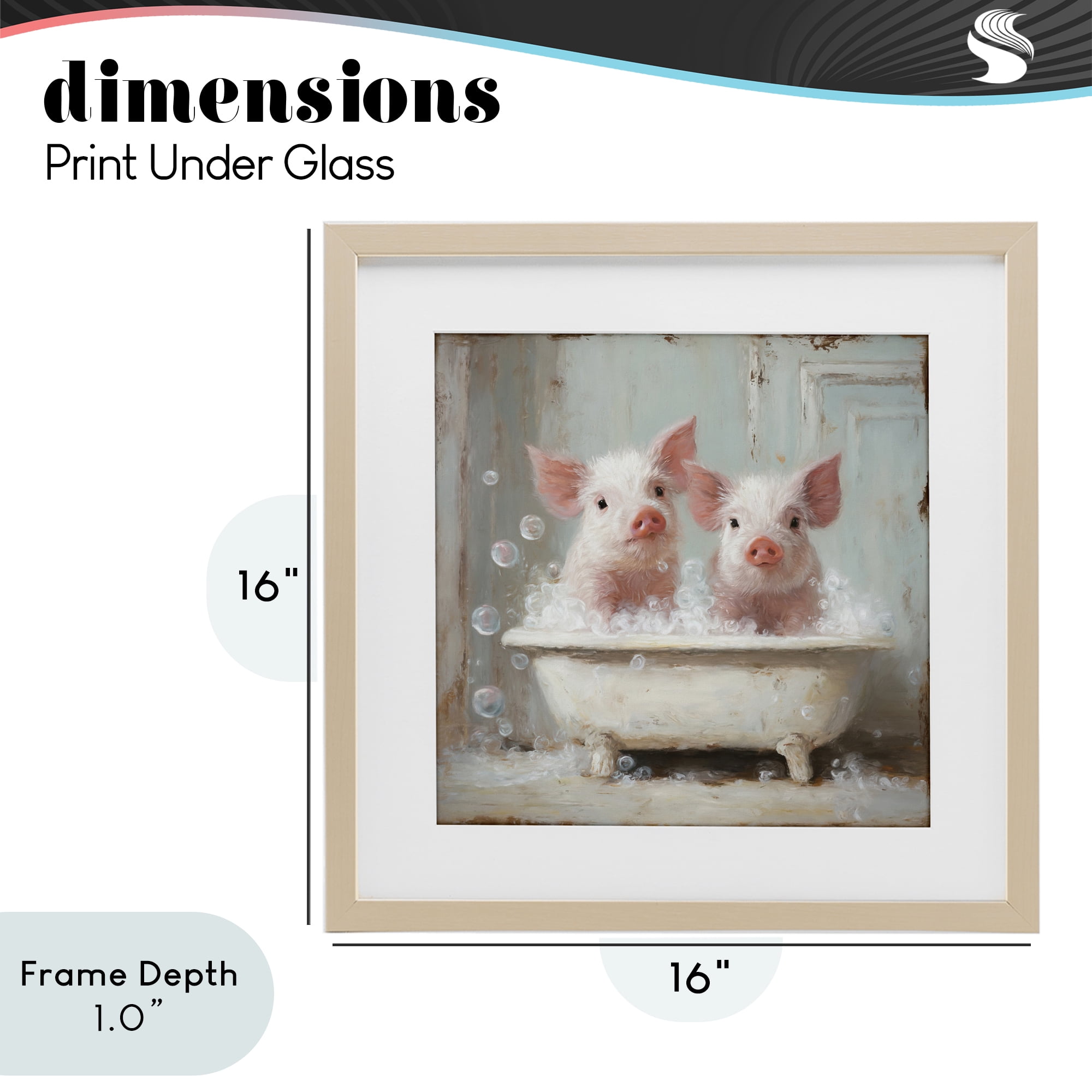 Stupell Industries Piglet Bubble Bath Birch Framed Print Under Glass, design by Tina LeCour