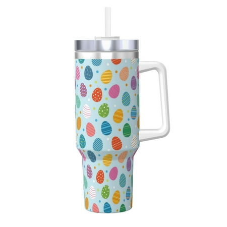 

40oz Large Capacity Car Cup Thermal Insulation Cold Kettle Stainless Steel Rust-Proof Odor Free For Indoor And Outdoor Activities And Other Scenarios Easter Eggs Pattern Holidays Design
