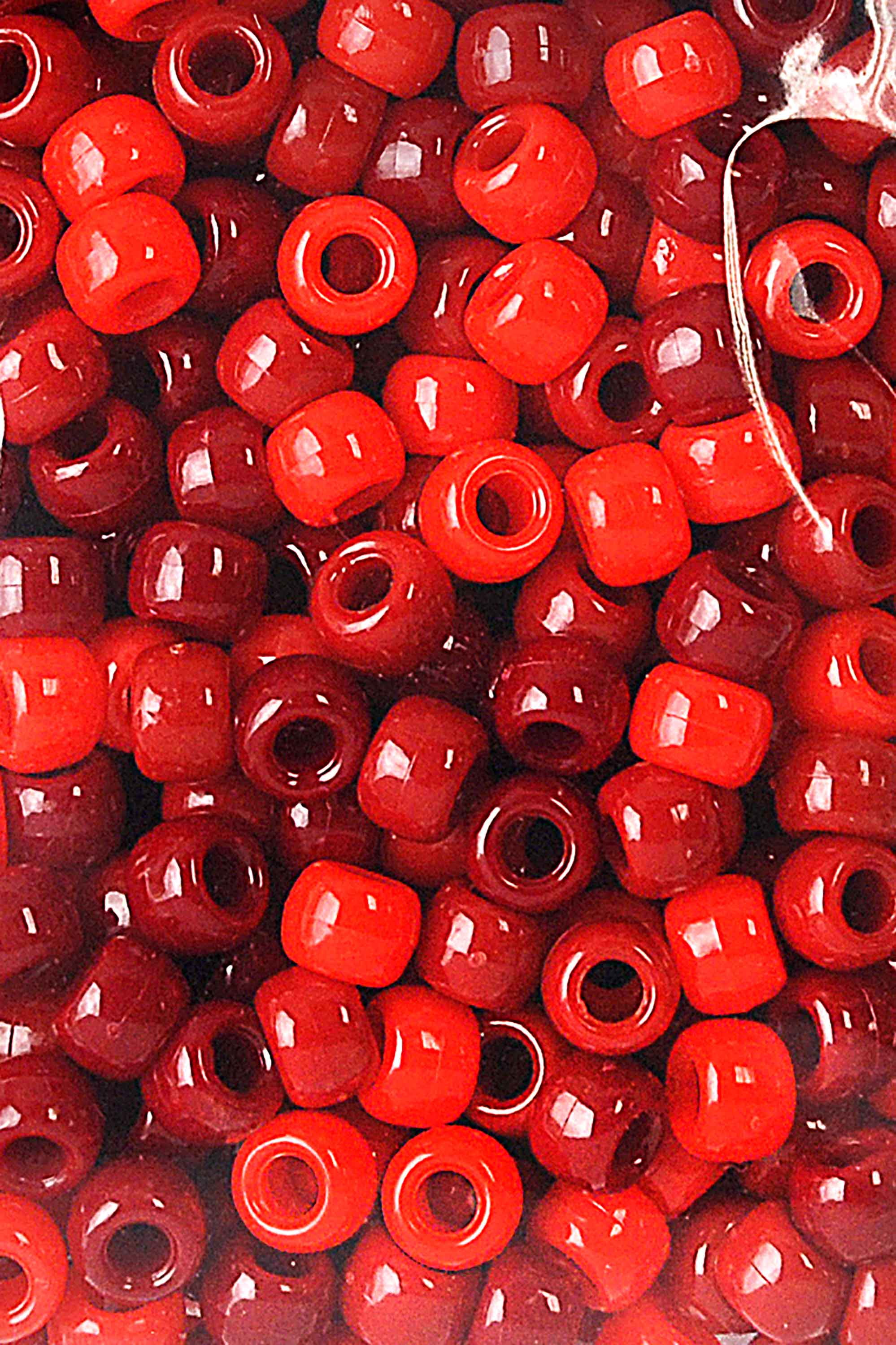 (4 pack) Hello Hobby Pony Bead Mix, Red, 500 Pieces, Plastic Craft Beads for Jewelry Making and DIY Projects