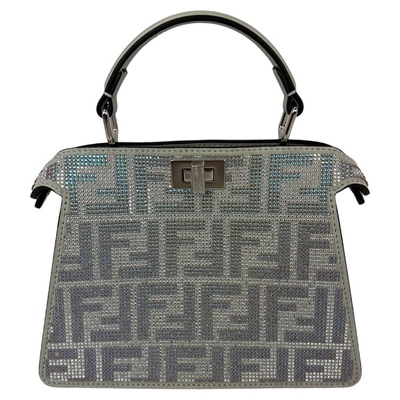 Pre-Owned Fendi Peekaboo Vitello Laminato Ff Petite I See U Satchel Crystal Bag