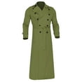 thumbnail image 4 of Hontri Men's Anoraks, Men's Winter Slim Stylish Trench Coat Casual Double Breasted Lapel Long Sleeve Solid Belted Long Jacket for Work Holiday Green Xxl, 4 of 7