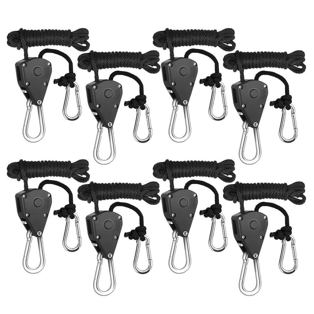 8pcs Pulley Ratchets Heavy Duty Rope Clip Hanger Adjustable Lifting Pulley Lanyard Hanger Kayak And Canoe Boat Bow Rope Lock Tie Down Strap