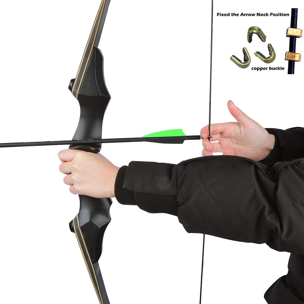 JUNXING F171 58 Inch Archery Takedown Recurve Bow and Arrow Set for Adults/Youth 25-65Lbs American Hunting Bow Metal Riser Right Handed for Hunting Targeting Shooting