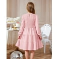 thumbnail image 4 of Arshiner Girls Dress Fall Boho Long Sleeve Shirred Smocked Tiered Party Dresses with Pockets, 4 of 6