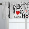 thumbnail image 2 of Kitchen Is the Heart of Home Quote Kitchen Curtains Valance for Window, Vintage Fork Spoon Farmhouse Gather Sign Seasonal Short Half Topper Rod Pocket Wooden Board Home Living Room Bedroom Decor 54x18, 2 of 6