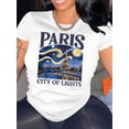 thumbnail image 1 of Camiseta De Mujer Verano Activewear Camiseta Básica Para Senderismo Deportes VacacionesWomen's Paris Eiffel Tower Graphic Tee - Casual Short Sleeve T-Shirt with "Paris City of Lights" Print, Comfort, 1 of 6