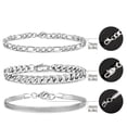 thumbnail image 2 of 3 Pcs Sterling Silver Bracelets for Men Women,Silver Charm Bracelet Cuban Link Curb Figaro Herringbone Chain Bracelets Set Jewelry Birthday Christmas Gift 6.5/7/7.5/8.3/9 Inches Chain, 2 of 4