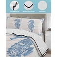 thumbnail image 3 of Twin Quilt Bedding Set, Blue Seahorse Reversible Summer Quilt 3 Pieces, Ocean Coastal Farmhouse Wooden Grain Lightweight Bedspreads Coverlets with 2 Pillow Shams for All Seasons, 3 of 5