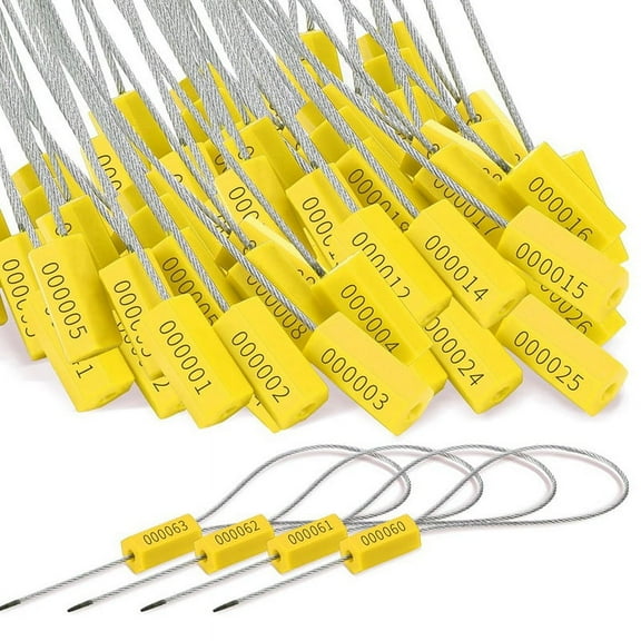 120 Steel Cable Seals Metal Security Seal Numbered Metal Truck Trailer Seals Security Tags Tamper Evident Tags,Yellow