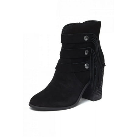 

Yellow Box Upon Black Suede Embelisshed Detailing Fringe Ankle Boot (11)