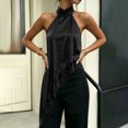 thumbnail image 7 of Karymi Summer Tops Halter Neck Asymmetric Tank Top, Twist Sleeveless Floral Lace Trim Irregular Long Hem Loose Flowy Camisole, Satin Layering Blouse T Shirts for Women, 7 of 7