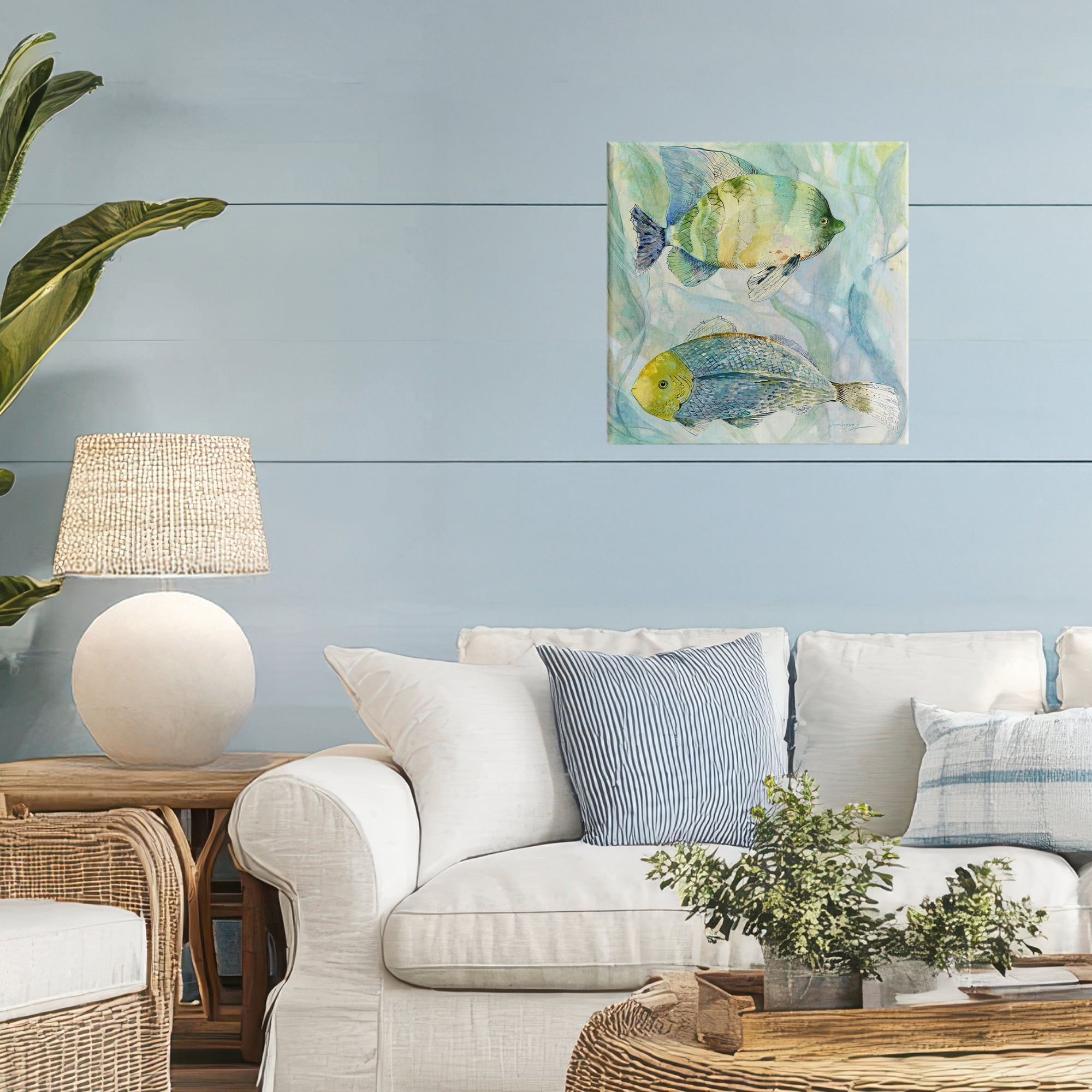 Stupell Industries Sweet Fish Duo Blue Green Canvas Wall Art, design by Lorenzo Collective