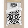 thumbnail image 3 of Occult Decor King Size Duvet Cover Set, Third Eye Symbol in Sun Circle Pattern the Locus of Force Art Print Image, Decorative 3 Piece Bedding Set with 2 Pillow Shams, Black and White, by Ambesonne, 3 of 3