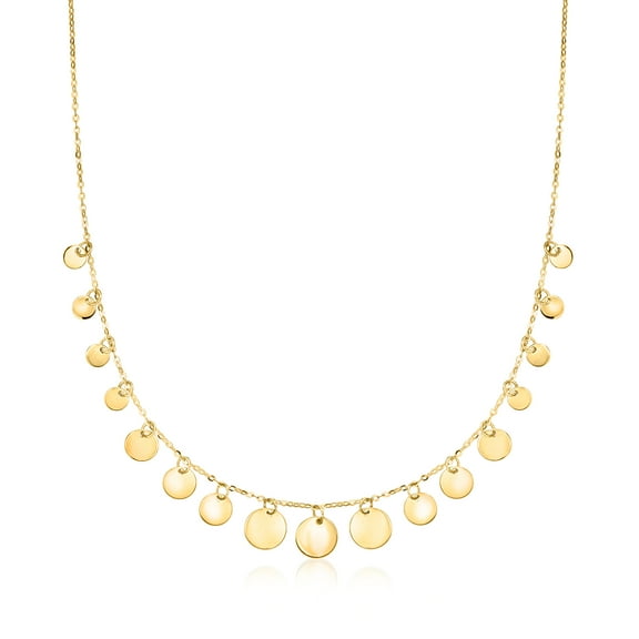 Ross-Simons Italian 10kt Yellow Gold Graduated Disc Drop Necklace, Women's, Adult