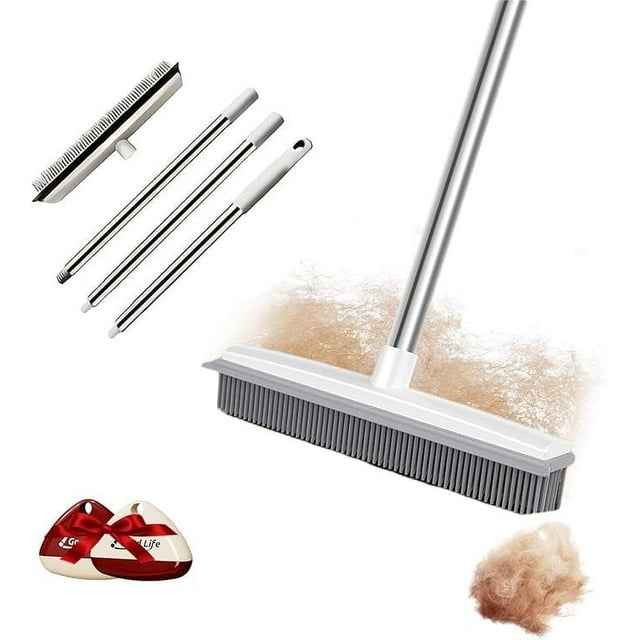 Suncoda Brosse pour Poils d'Animaux Pro Sweep, Caoutchouc pour Enlever les Poils d'Animaux avec Raclette Intégrée Pro Sweep pour Tapis, Râteau pour Tapis, Carreaux de Bois Franc, Fenêtre