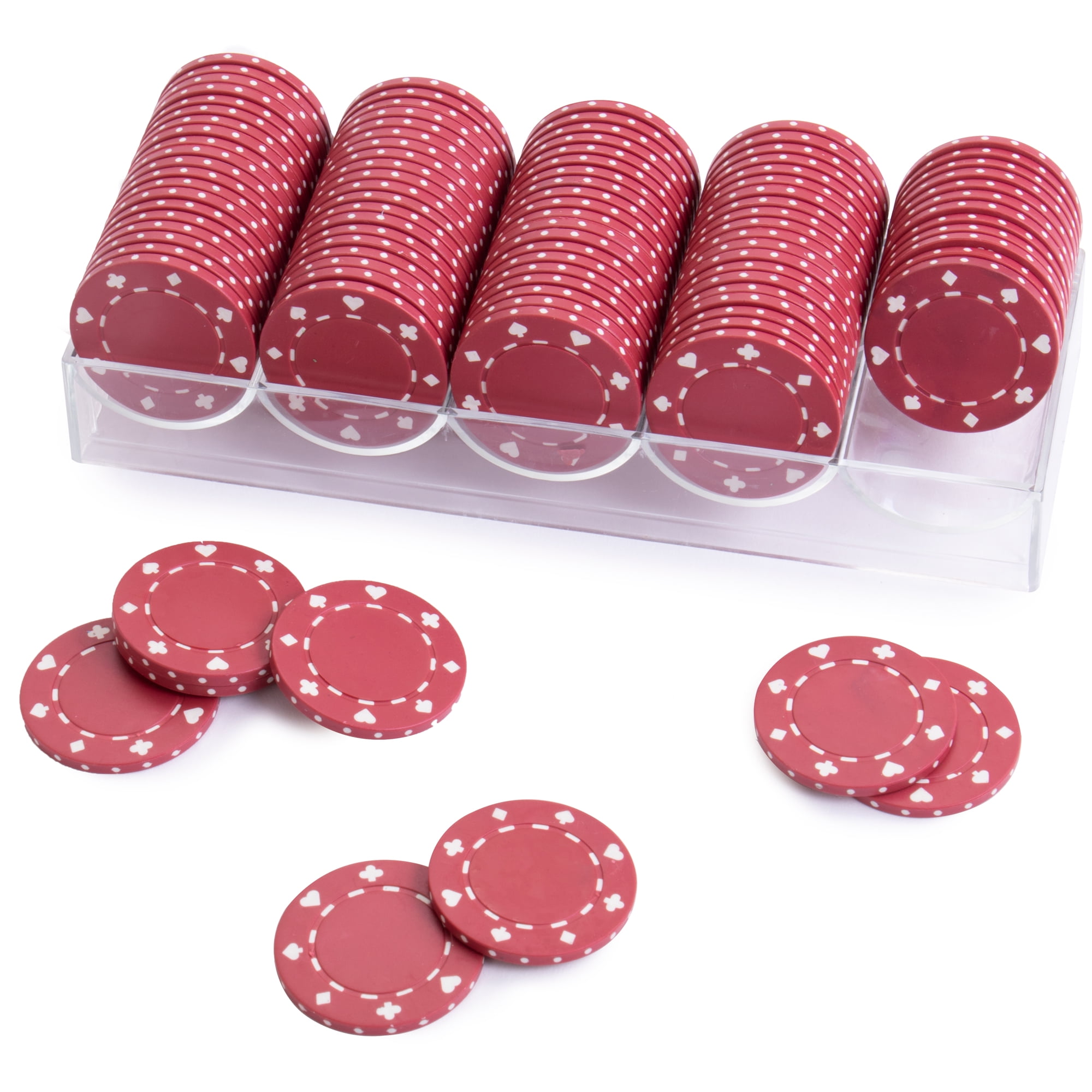 100pc ct RED ~ 11.5 Grams Striped Dice Series Casino Quality Clay Poker Chips 
