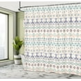 thumbnail image 4 of Ambesonne Geometric Shower Curtain, Aztec Motifs Squares, 69"Wx84"L, Mint Dark Blue Peach, 4 of 4