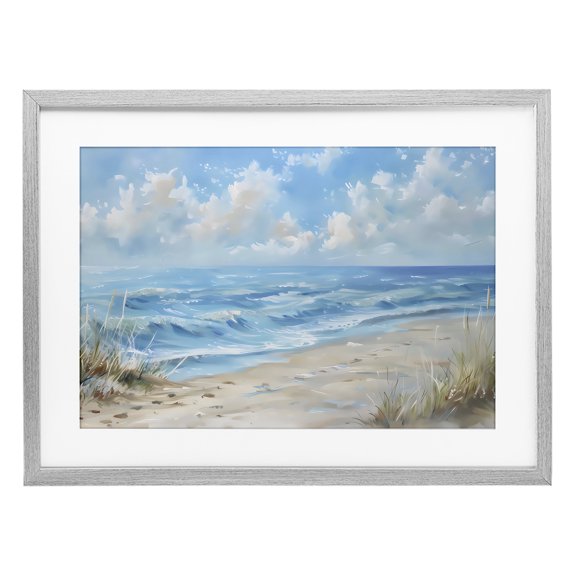 Stupell Industries Coastal Tranquility Horizon Gray Framed Print Under Glass, design by Creative Studio