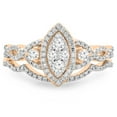 thumbnail image 3 of 0.55 Carat (ctw) 10K Rose Gold Round Diamond Ladies Bridal Split Shank Marquise Shaped Engagement Ring Matching Band Wed, 3 of 4