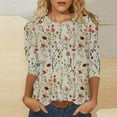 thumbnail image 2 of BangWanChi Womens 3/4 Sleeves Casual Shirts Pullover Comfortable Loose Tunic Tops Floral Print Blouse, 2 of 5