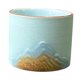 thumbnail image 4 of Taza de cerámica, taza de sake de porcelana, taza de café sin asas con patrón abstracto de moda azul, 4 of 9