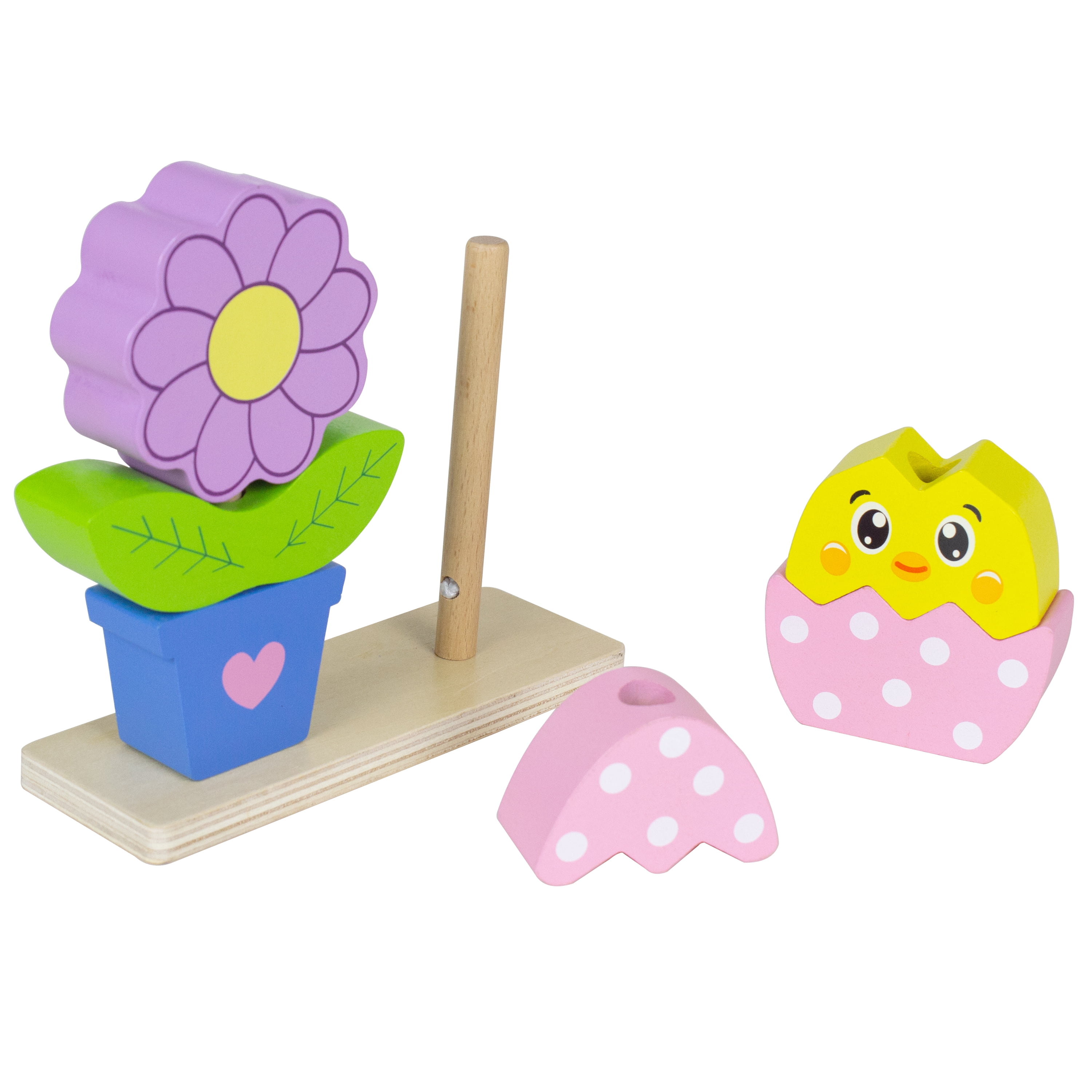 Spark Create Imagine Wood Chick and Flower Stacking Puzzle