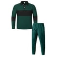thumbnail image 4 of Gamivast Golf Style Mens Tracksuit Long Sleeve Waffle-Knit Shirt and Drawstring Pants Soft Color Block Set for Casual Athletic Daily Sports, 4 of 5