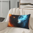 thumbnail image 5 of Sikiie Red And Blue Fire Cat Print Plush Pillow Cover, Wrinkle-proof and Stain-resistant Pillow Protector without Pillow Core, Home Decoration-14"x20", 5 of 6