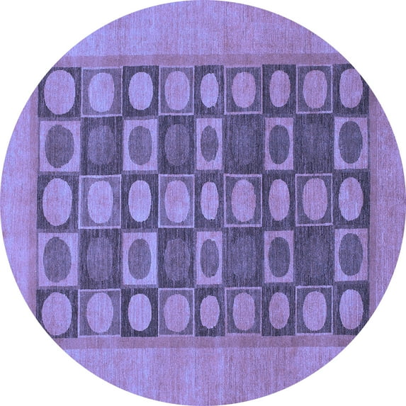 Ahgly Company Machine Washable Indoor Round Checkered Blue Modern Area Rugs, 3' Round