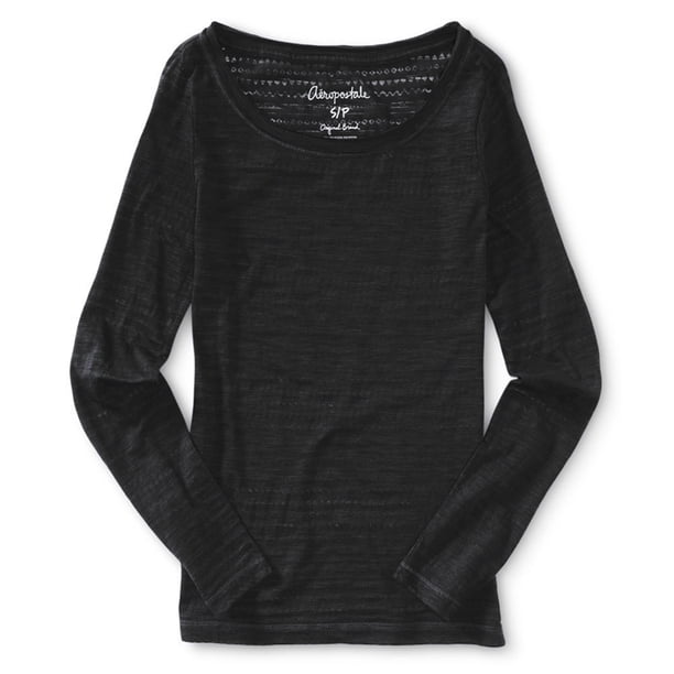 Camiseta básica de Neon Aeropostale para mujer color negro grande