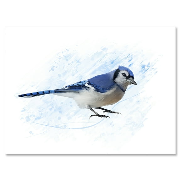 Designart ' Ancient Blue Jay Bird ' Traditional Canvas Wall Art Print