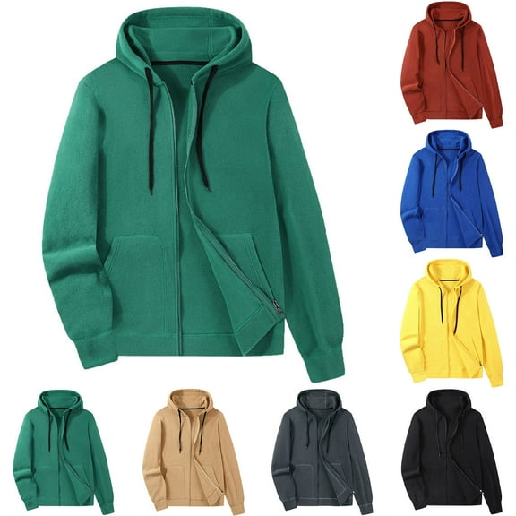 RYDCOT Men's Polar Fleece Jacket Sherpa Lined Warm Full Zip Up Hoodie Heavyweight Winter Jacket with Hood Outerwear Yellow