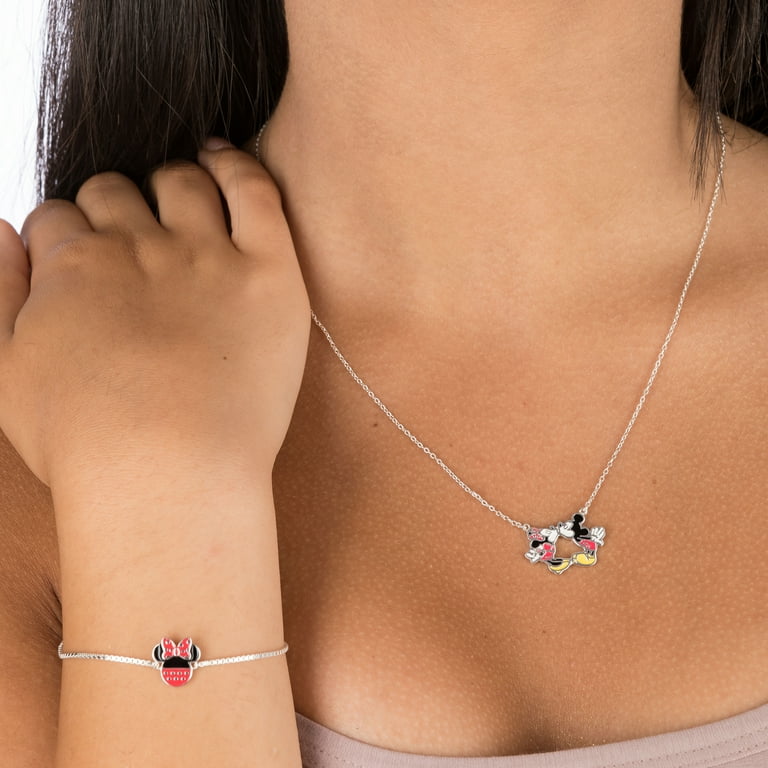 Disney Mickey and Minnie Mouse Women s Sterling Silver Kiss Pendant