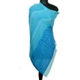thumbnail image 2 of Light Blue Woollen Scarves for Women with Mankolam Prints on the Borders Great Accessory for Fall/Winter, 2 of 4