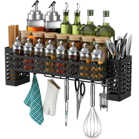 Hanging Spice Rack Wall Mount Over Stove Spice Organizer Shelf with Wall Hanging