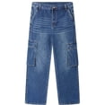 thumbnail image 4 of DayScoop Summer Jeans for Men Solid Color Denim Trousers Casual Fashion Stretch Zipper Button Multi Pocket Loose Straight Full Length Pants, 4 of 6