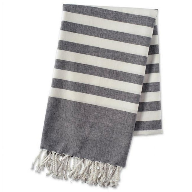 Design Imports FBA43919 Serviette Fouta Rayée Noire 1 Po.