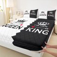 thumbnail image 3 of Homewish White Black Full Size Sheets,Queen And King Crown Bed Sheets,Rhombus Geometric Sheet Sets For Boys Girls,Microfiber Bedroom Decor,4 Pieces, 3 of 7