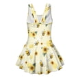thumbnail image 2 of COEQINE Girls One Piece Swimsuit with Skirt & Built-in Brief Liner, Tank Neck Bathing Suit for Kids 5-6 Years, Polyester Spandex Swim Dress for Swim Lessons, Cute Bee Sunflower Yellow, 2 of 8