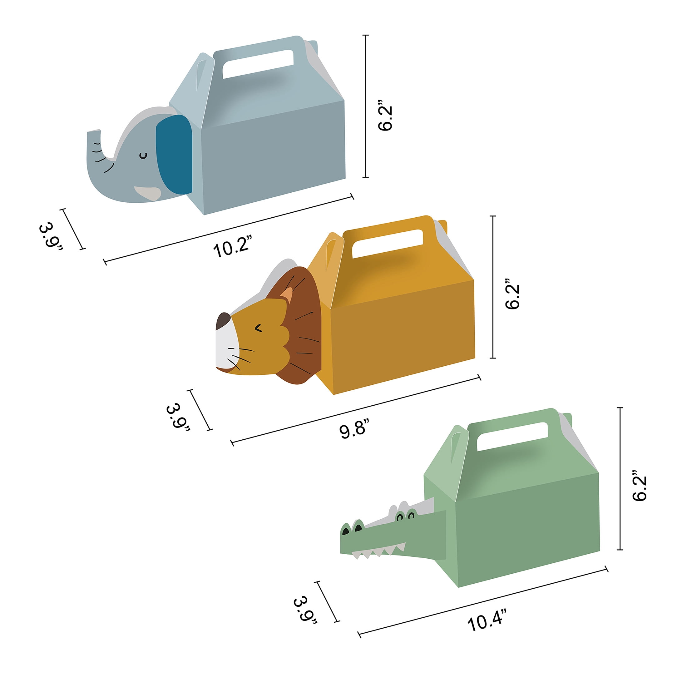 Lion, Alligator and Elephant Paper Treat Boxes, 3 Count, by Way To Celebrate