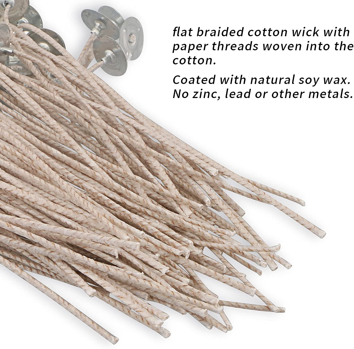 MILIVIXAY 100pcs/lot Candle Wicks for Candle Making - Coated with Natural Soy Wax, Low Smoke - Cotton Threads Woven with Paper - Candle DIY (6 inch)