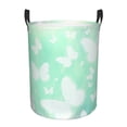 thumbnail image 2 of YFYANG Waterproof Laundry Hamper, Green Butterfly Pattern Laundry Basket Oxford Fabric with Handle Foldable, M, 2 of 8