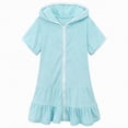 thumbnail image 2 of mgoYE Little Girls Swimsuit Toddler Girl Long Sleeve Swimsuit Beach Dress Cute Cover Ups Ruffle Bathing Suit Cover Up Kids Swimwear(Sky Blue,6-7 Years), 2 of 6